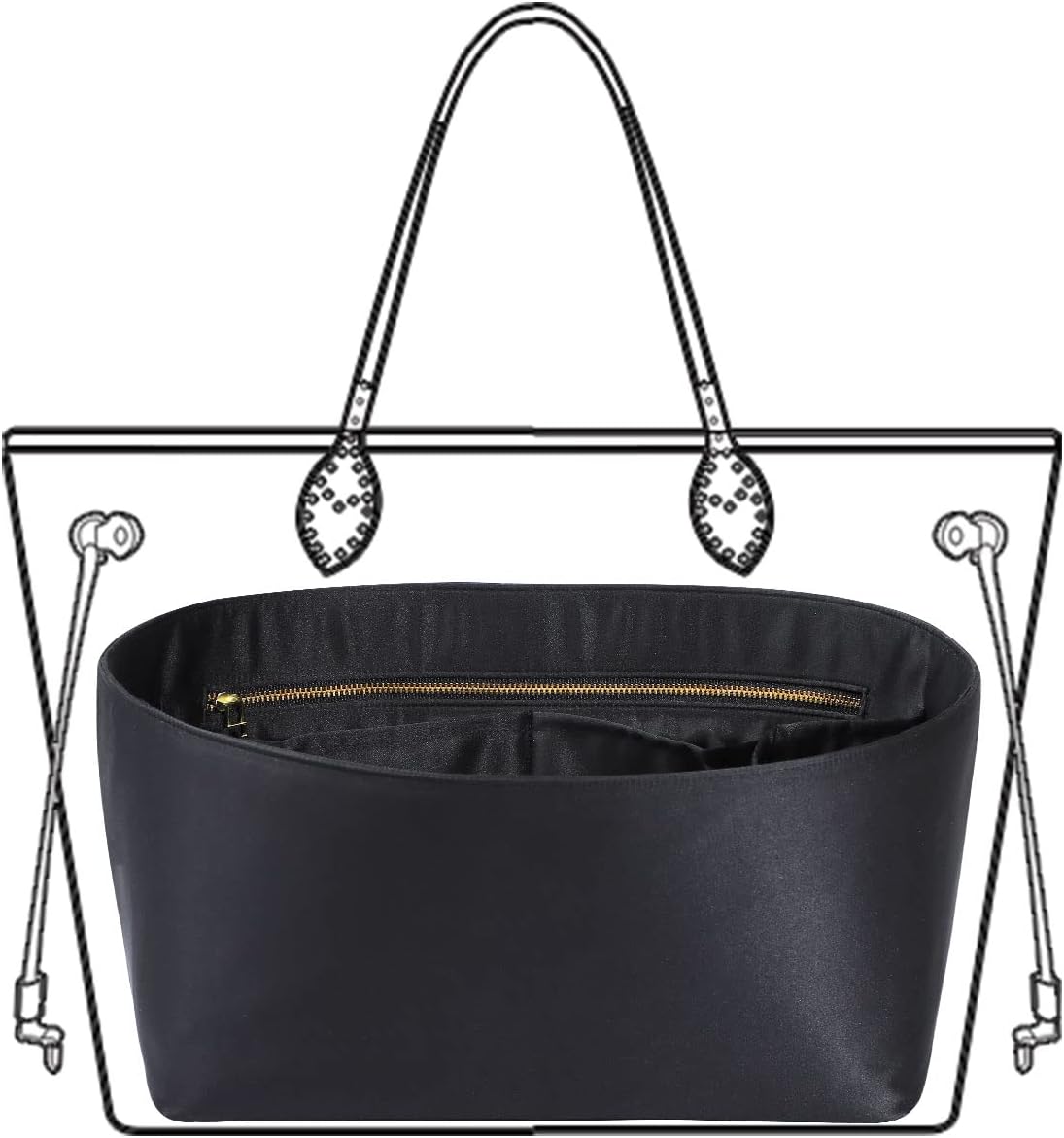 Black tote bag insert